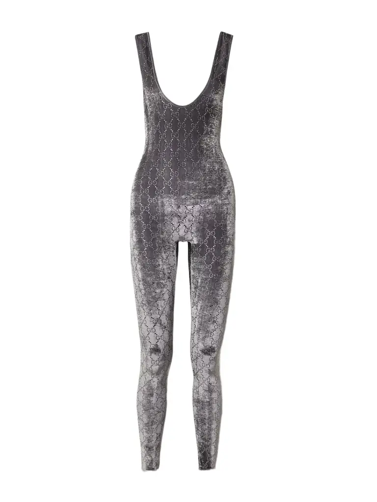 Gucci Crystal-embellished Velvet Jumpsuit