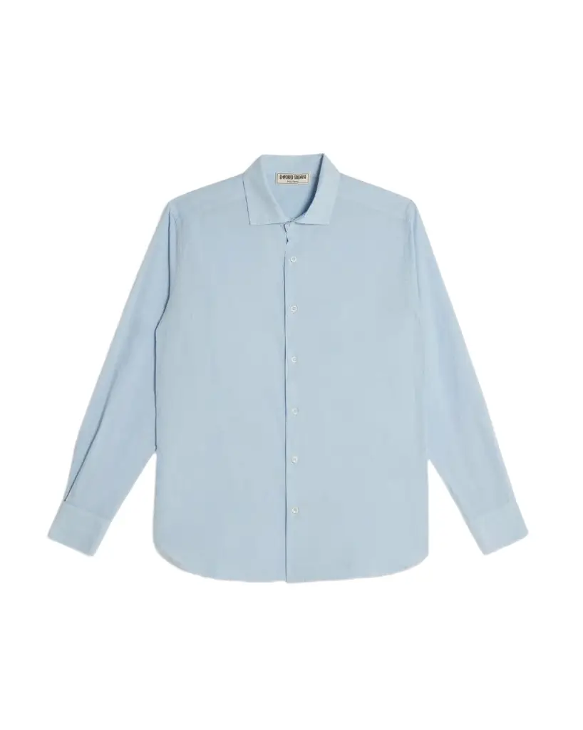 Emporio Sirenuse Plain Cotton Shirt Slim Light Blue