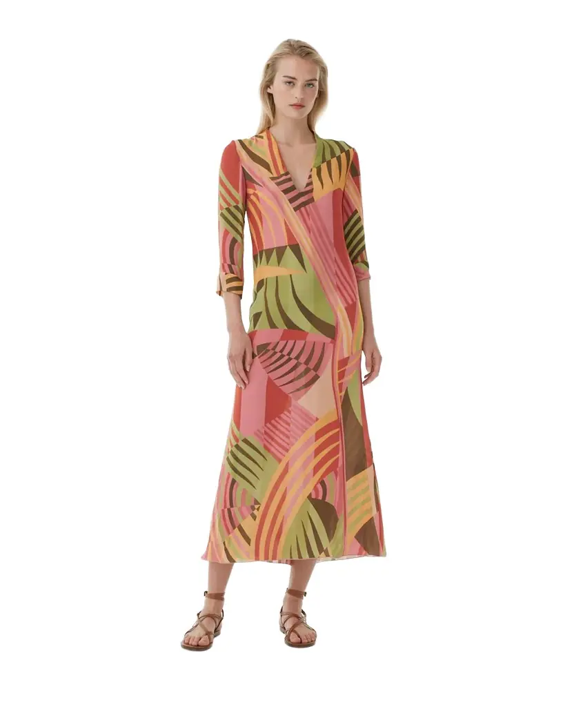 Emporio Sirenuse Tiara Dress with Pagoda Print