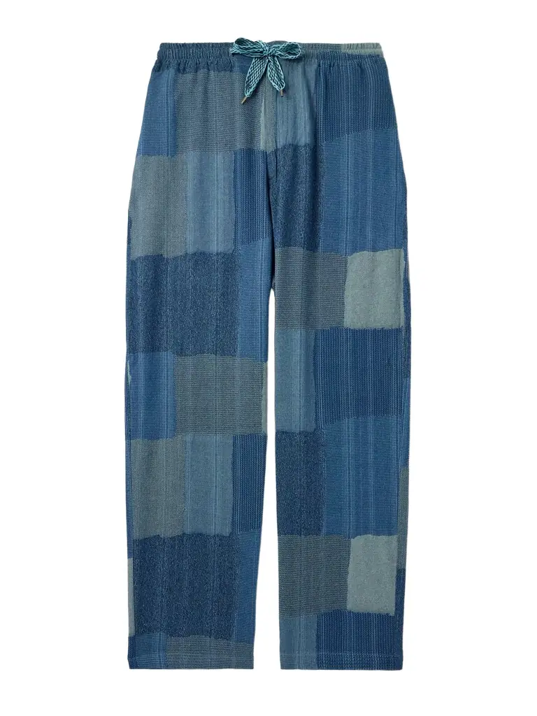 KAPITAL Tugihagi Easy Straight-Leg Patchwork Cotton Drawstring Trousers - Men