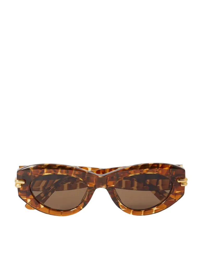 Bottega Veneta Eyewear Oval-frame Acetate Tortoiseshell Sunglasses