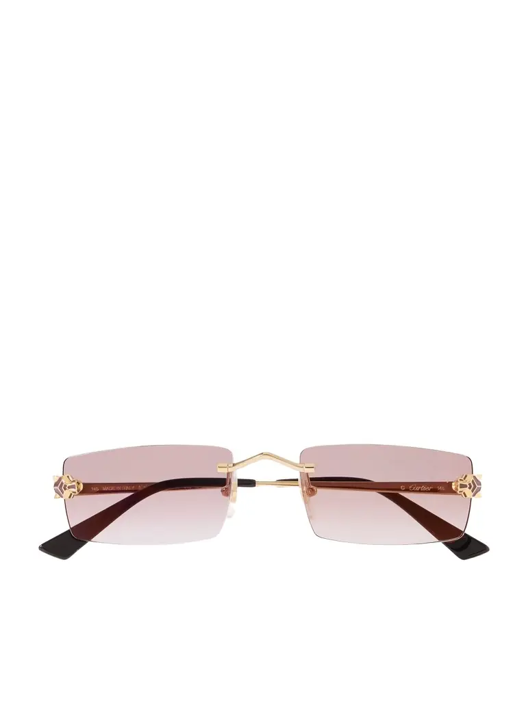 Cartier Eyewear Panthère De Cartier Rimless Rectangular-Frame Gold-Tone Sunglasses - Men