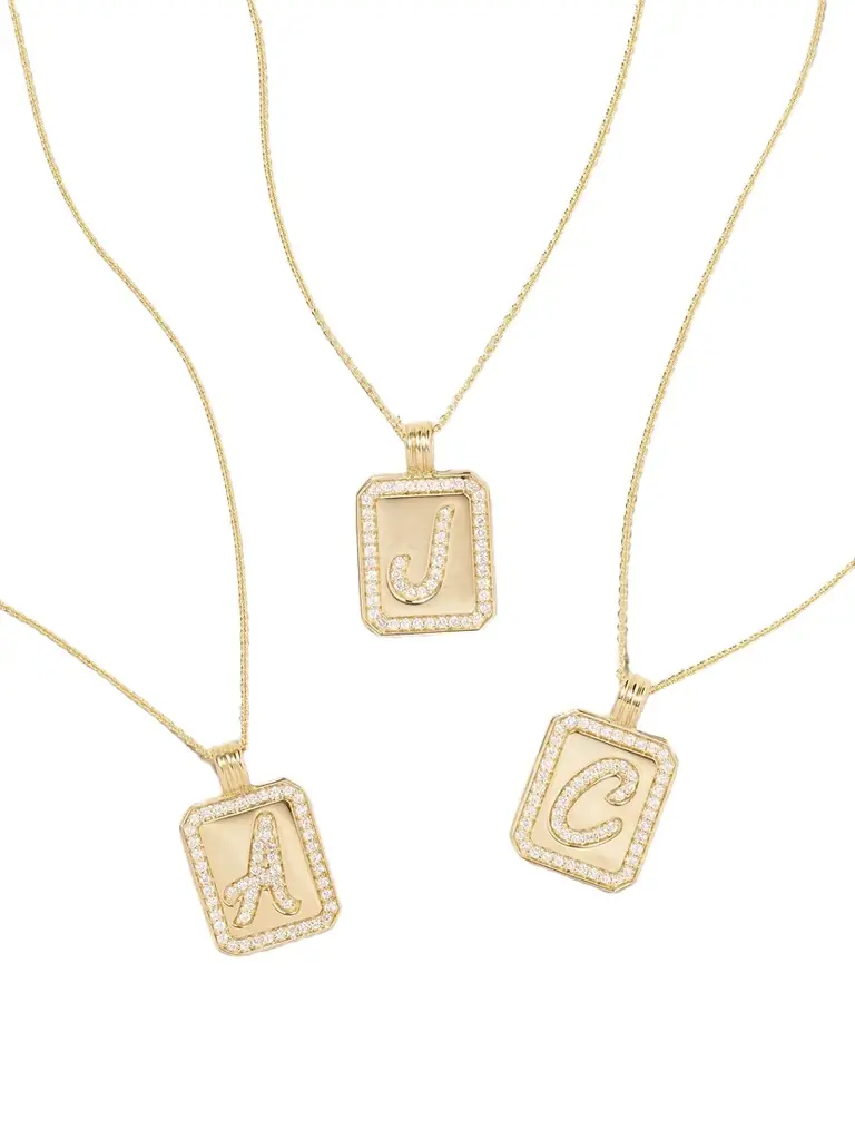 STONE AND STRAND Letter 14-karat Gold Diamond Necklace