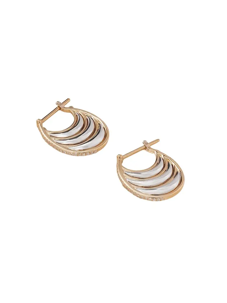 L’Atelier Nawbar Triple Bloop Moo 18-karat Yellow And White Gold Diamond Earrings