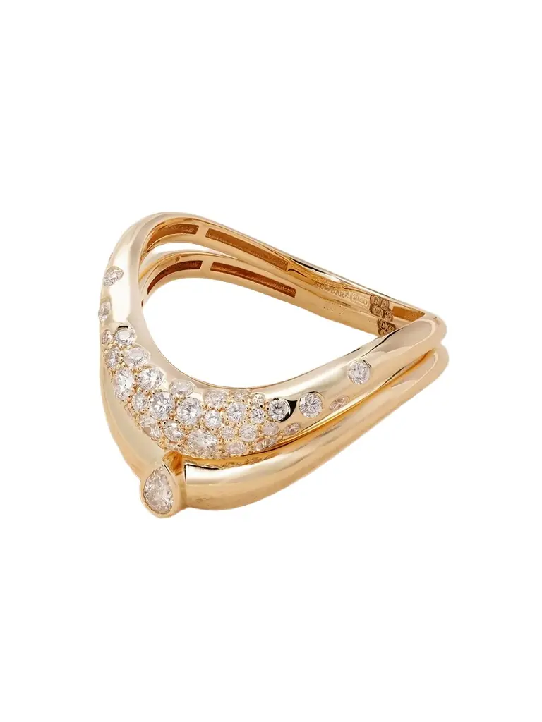 L’Atelier Nawbar Boa Stackable Set Of Two 18-karat Gold Diamond Rings