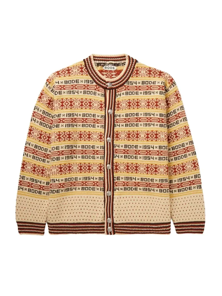 BODE Marzipan Jacquard-Knit Wool Cardigan - Men