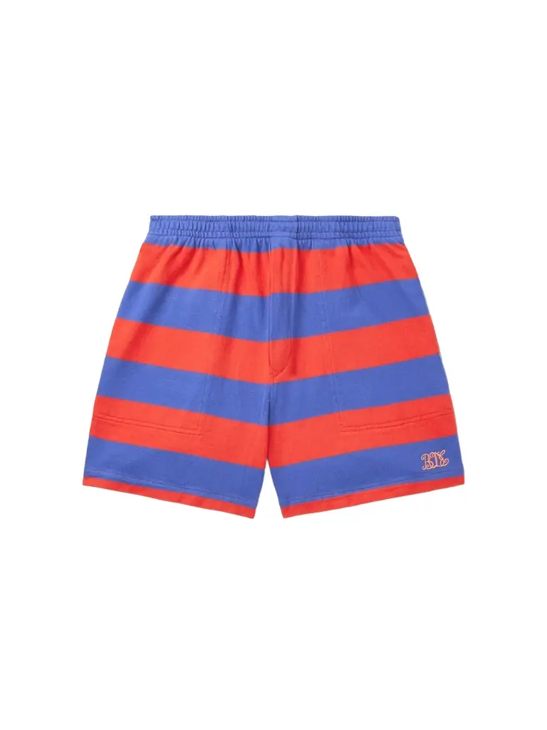 BODE Clubhouse Wide-Leg Logo-Embroidered Striped Cotton-Jersey Shorts - Men