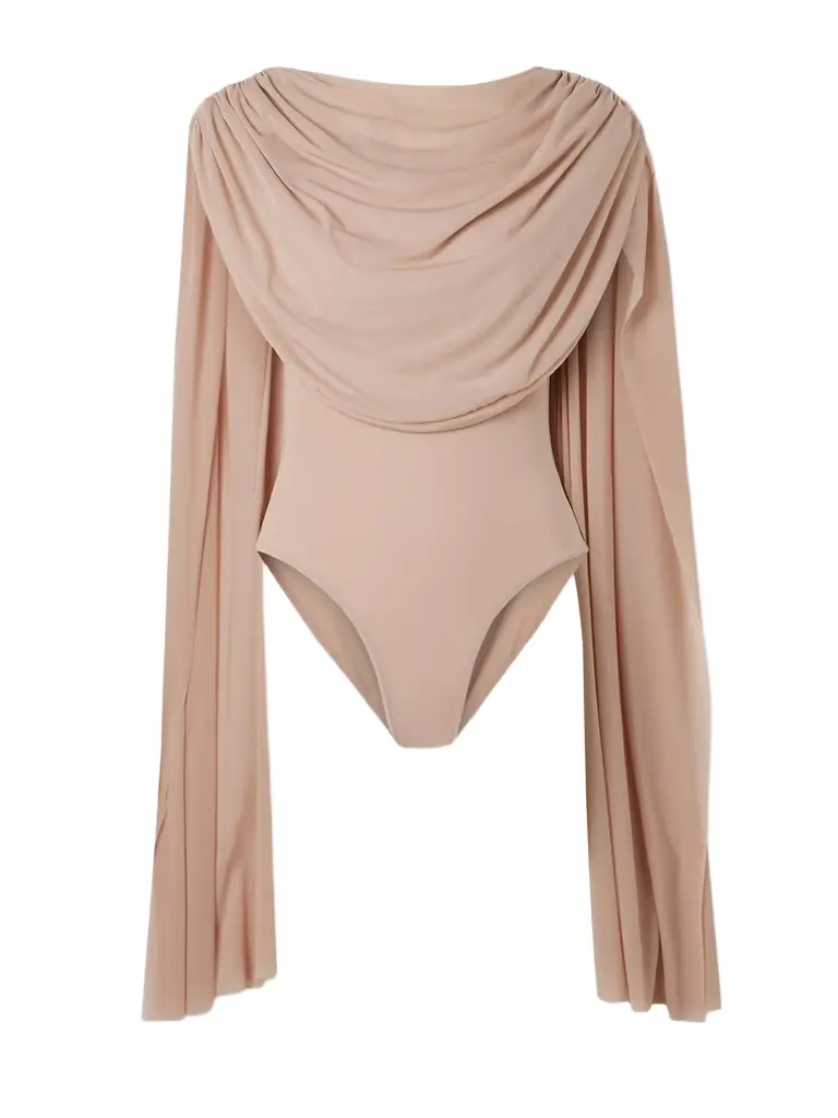 Maygel Coronel Burano Cape-effect Draped Stretch-jersey Bodysuit