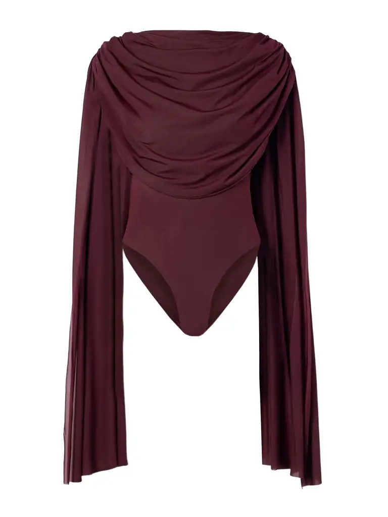 Maygel Coronel Burano Cape-effect Draped Stretch-jersey Bodysuit