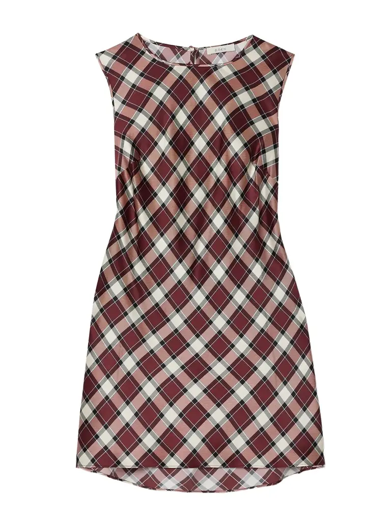 DÔEN Alamere Checked Silk-satin Mini Dress