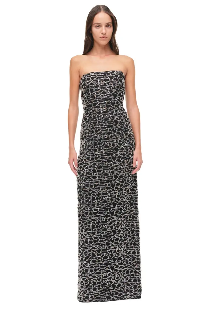 Simkhai Reign Strapless Embellished Bustier Gown