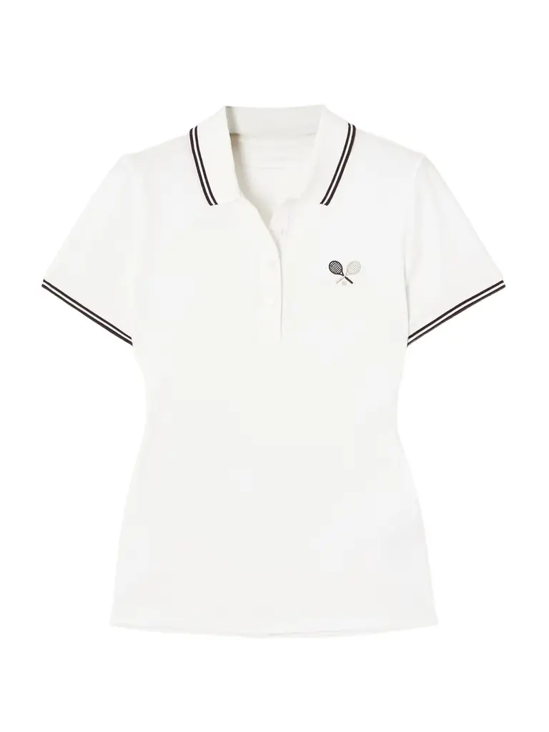 Tory Sport Embroidered Cotton-blend Piqué Polo Shirt