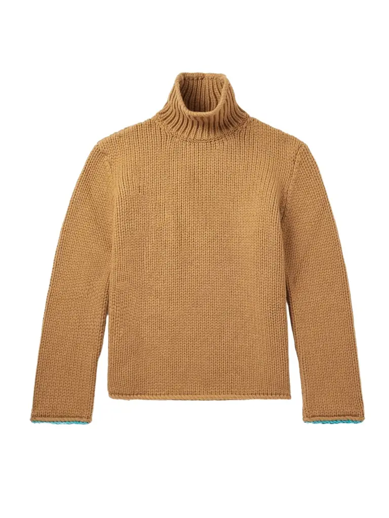Loewe Suede-Trimmed Wool Rollneck Sweater - Men