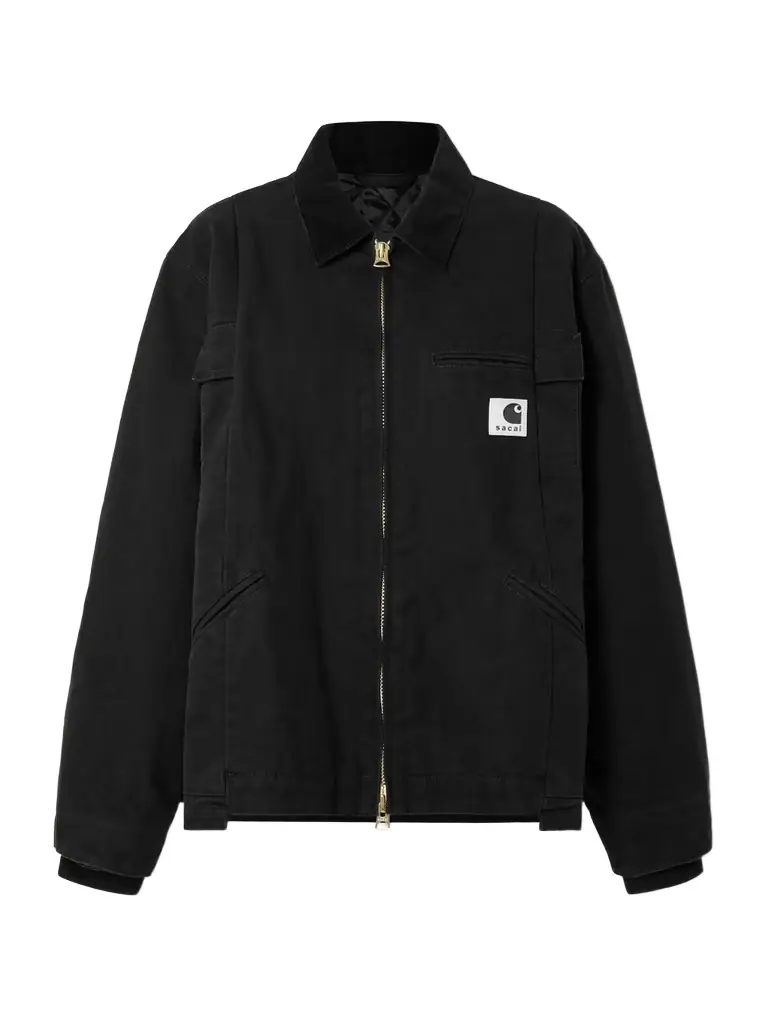 Sacai + Carhartt Wip Duck Oversized Corduroy-trimmed Appliquéd Cotton-canvas Jacket