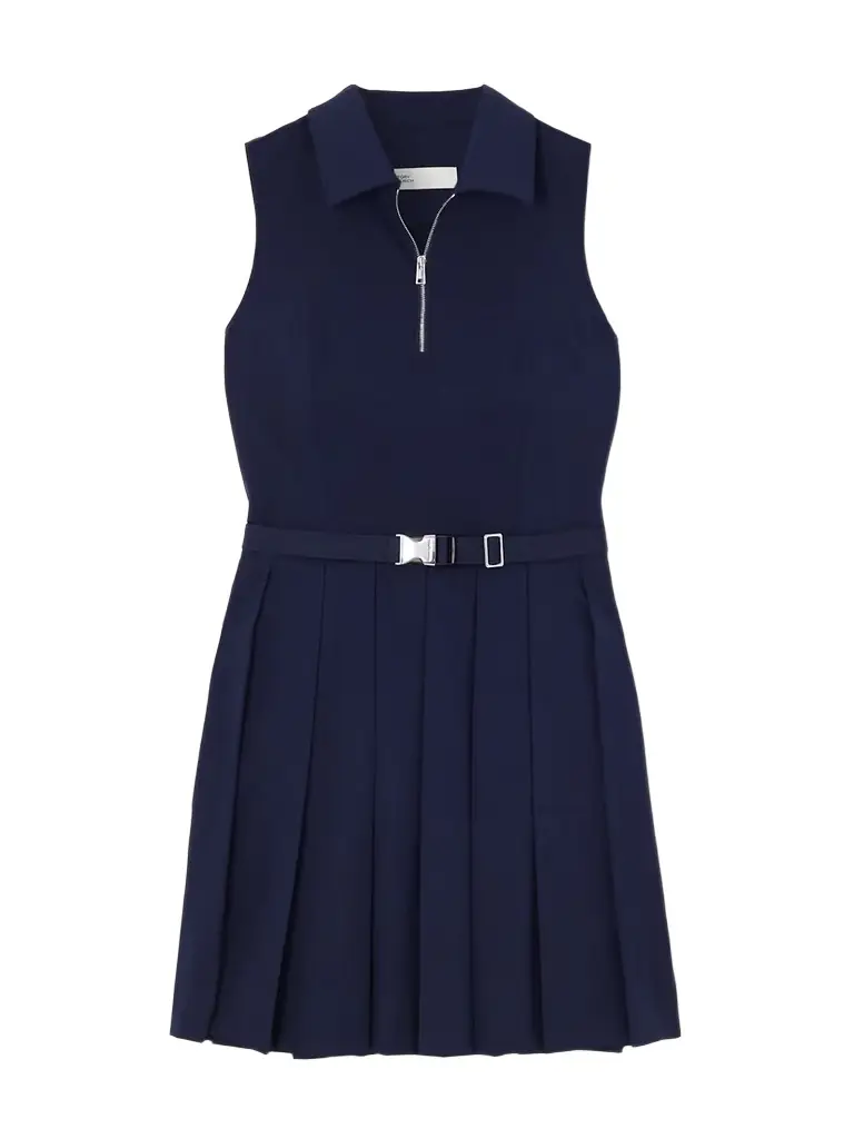Tory Sport Belted Pleated Stretch-jersey Golf Mini Dress
