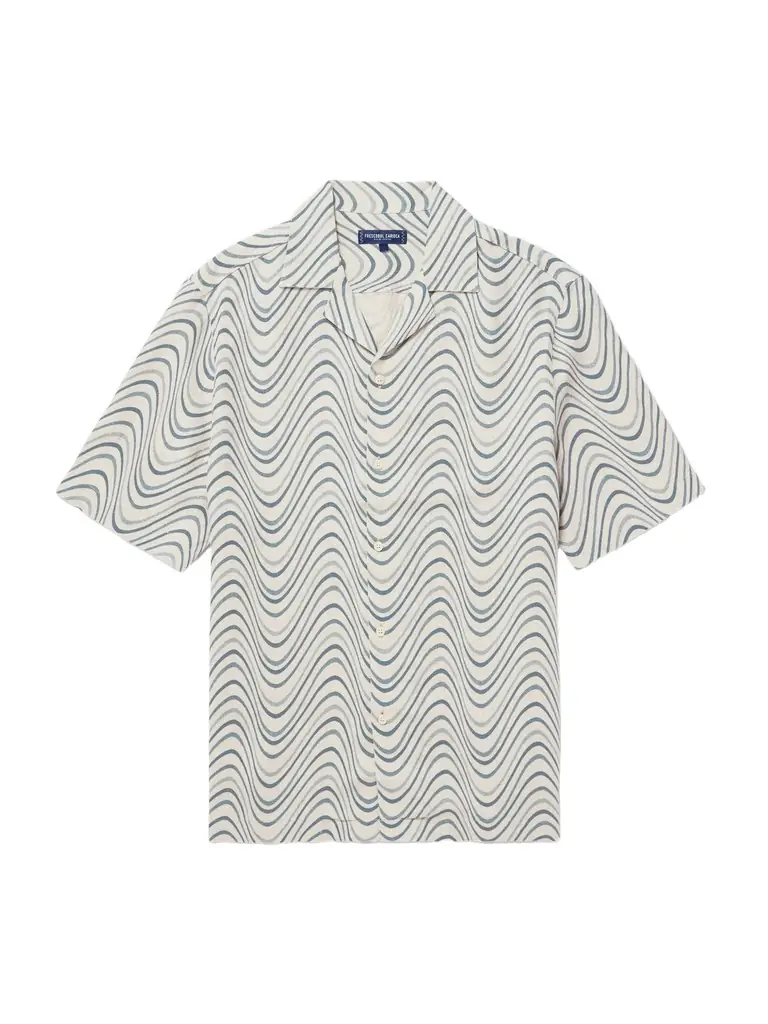 Frescobol Carioca Roberto Camp-Collar Printed Linen Shirt - Men