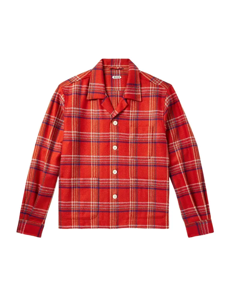BODE Gable Camp-Collar Checked Wool Overshirt - Men