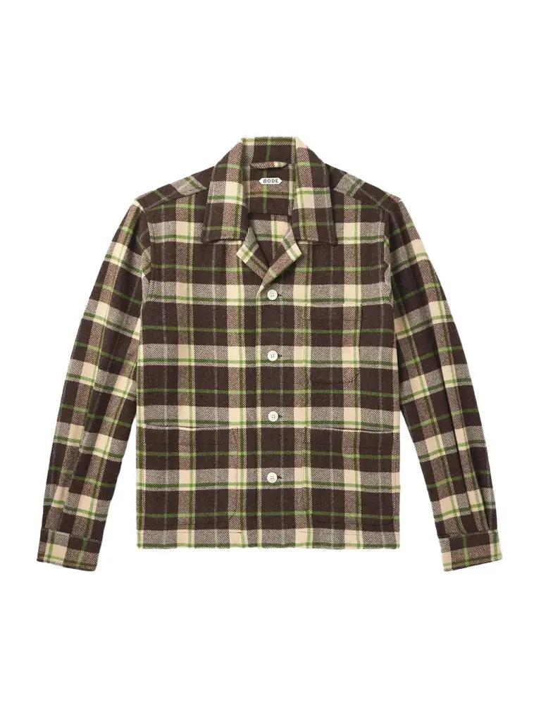 BODE Woodcrest Camp-Collar Checked Wool-Flannel Overshirt - Men
