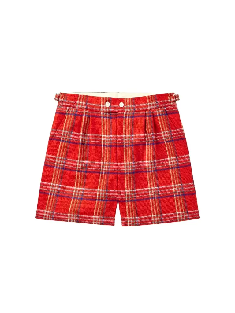 BODE Gable Straight-Leg Pleated Checked Wool Shorts - Men