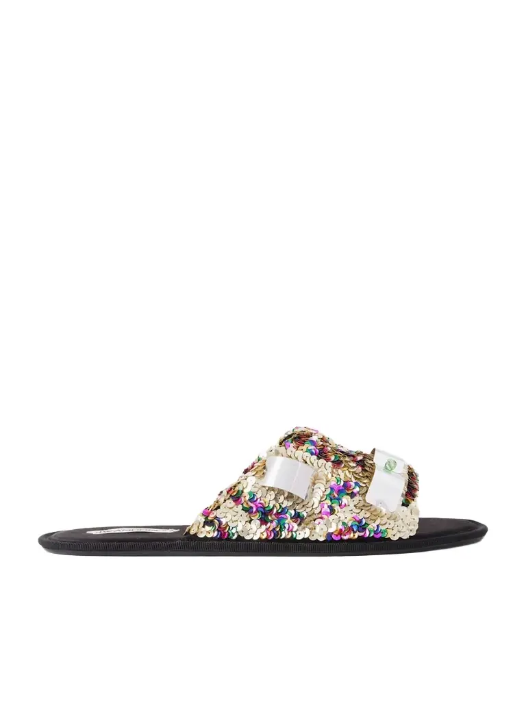 JW Anderson Embellished Sequined Grosgrain Slides