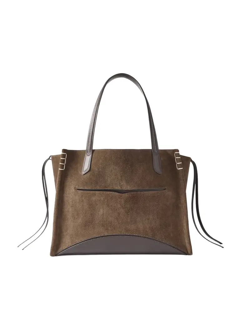 JW Anderson Loafer Cabas Tasseled Leather-trimmed Suede Shoulder Bag