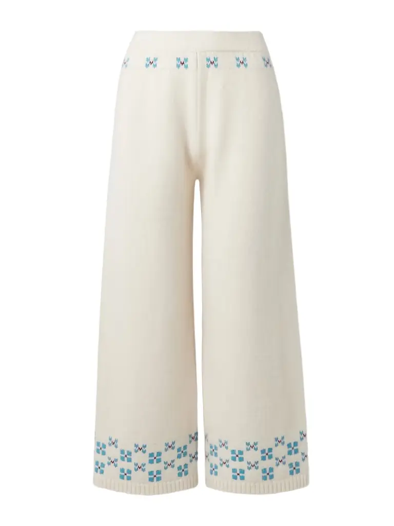 Calle Del Mar Winter Fair Isle Cashmere Wide-leg Pants