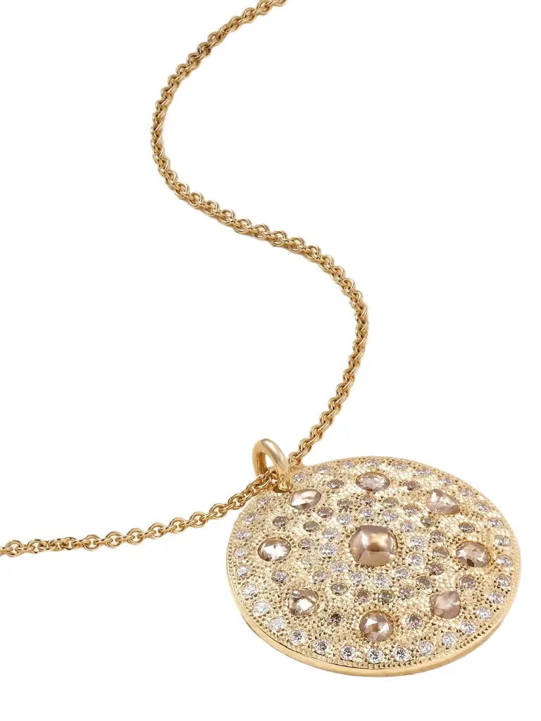 De Beers London Talisman Medal Large 18-karat Gold Diamond Necklace