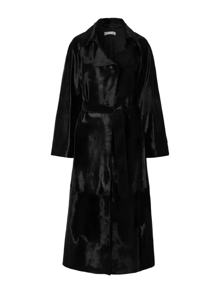 Nour Hammour Althea Belted Cow Hair Coat