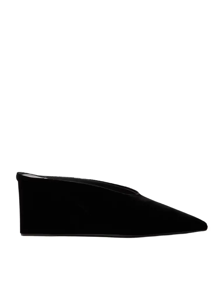 Alaïa 75 Velvet Wedge Mules