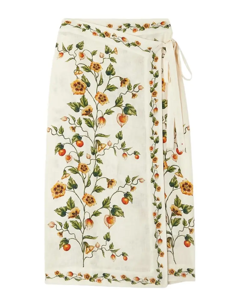 Agua by Agua Bendita Luna Floral-print Linen Midi Wrap Pareo