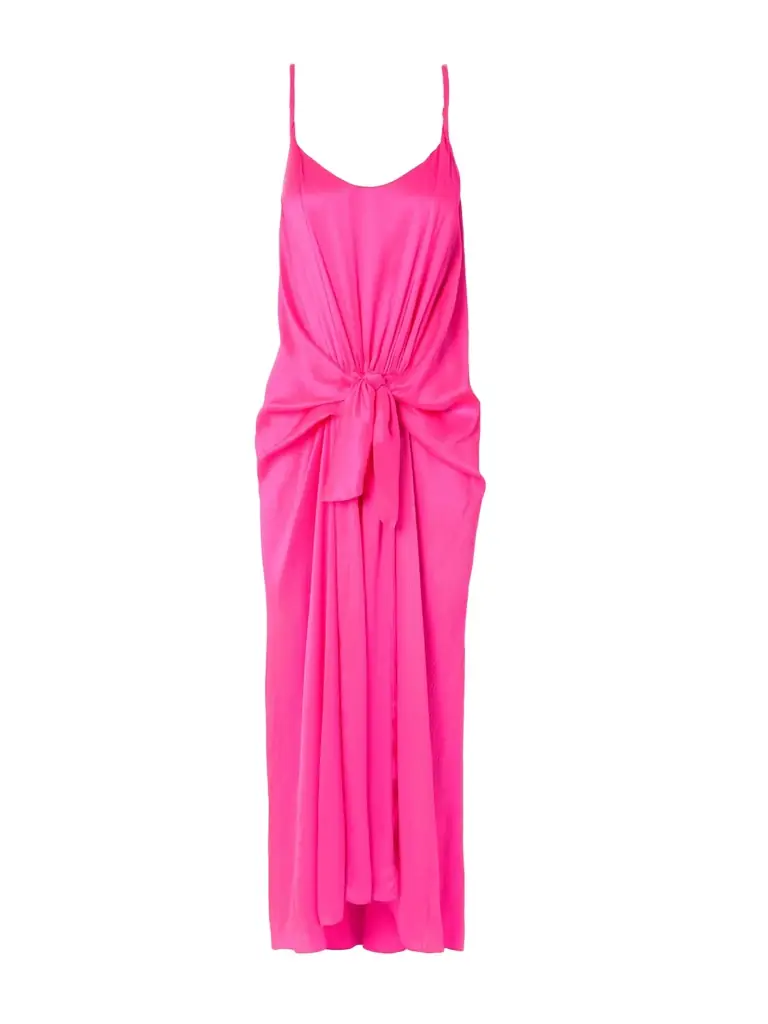 JW Anderson Tie-detailed Crinkled-silk Maxi Dress