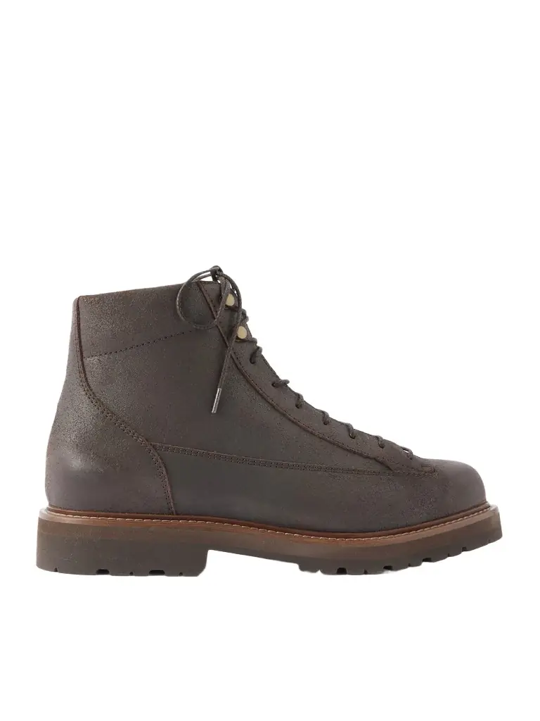 Brunello Cucinelli Waxed-Suede Hiking Boots - Men