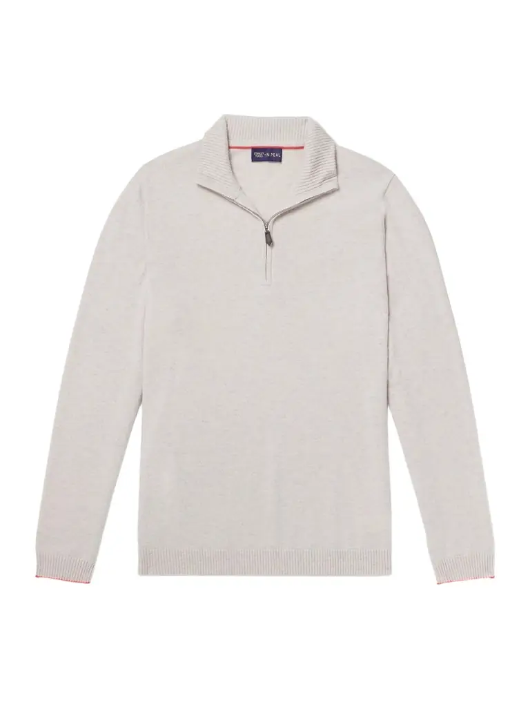 N.Peal N.Peal Cashmere Tucci Leather-Trimmed Half-Zip Sweater - Men