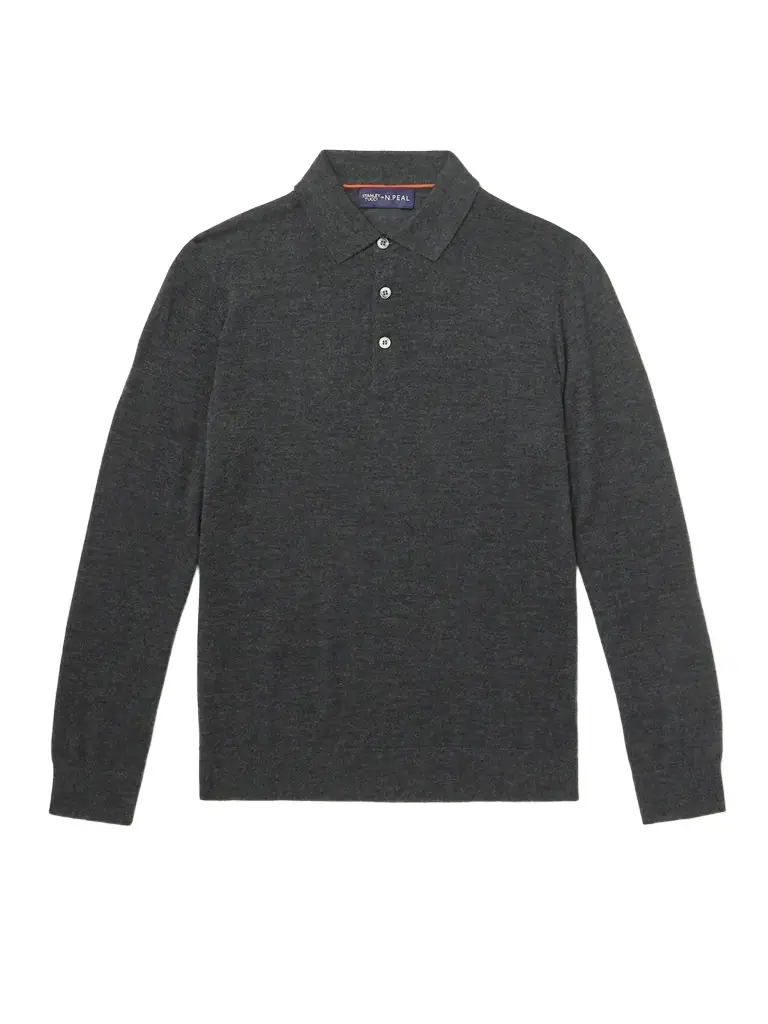 N.Peal Stanley Tucci Cashmere and Silk-Blend Polo Sweater - Men