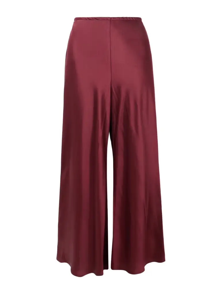 LESET Barb Draped Satin Wide-leg Pants