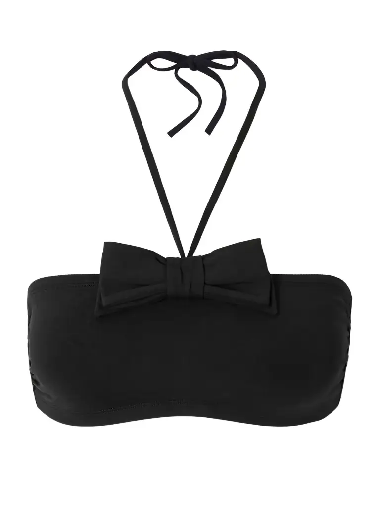 Eres Satin Bow-detailed Halterneck Bikini Top