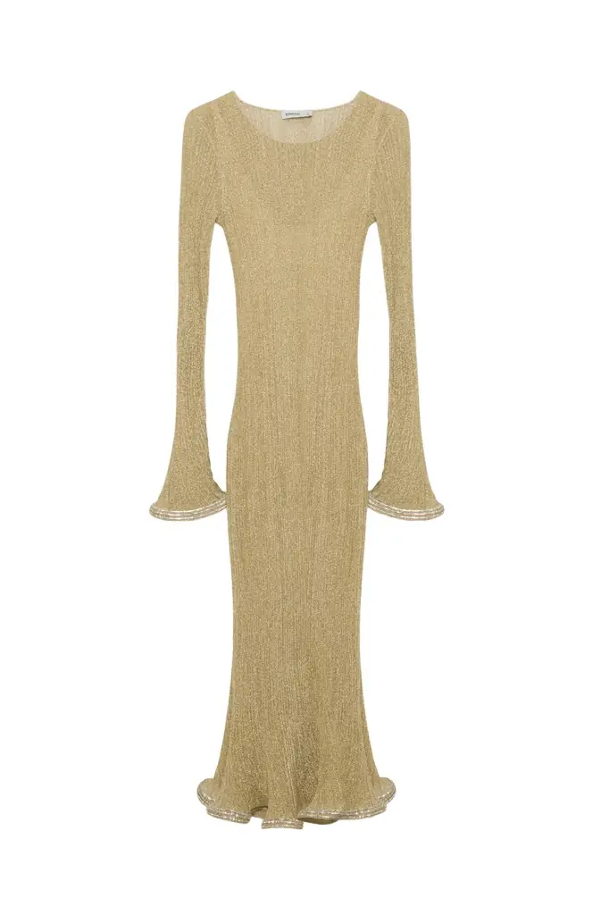 Simkhai Chessie Metallic Plisse Midi Dress