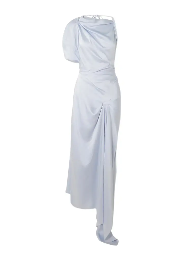Victoria Beckham Asymmetric Draped Satin-crepe Midi Dress