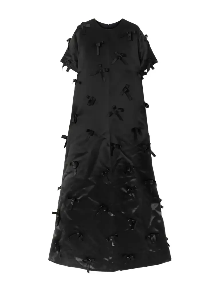 Jil Sander Bow-embellished Satin Maxi Dress