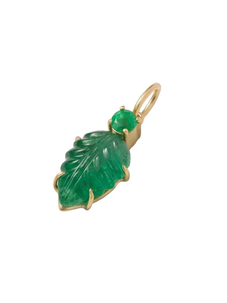 Irene Neuwirth Leaf 18-karat Gold Emerald Pendant