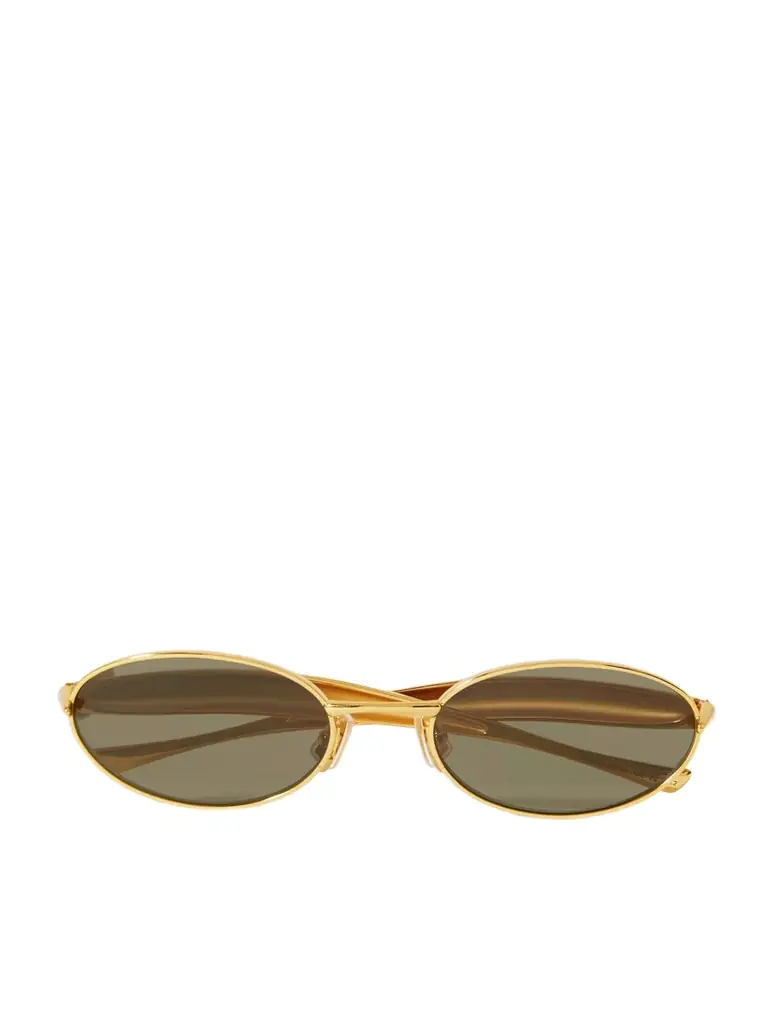 Bottega Veneta Eyewear Sardine Oval-frame Gold-tone Sunglasses