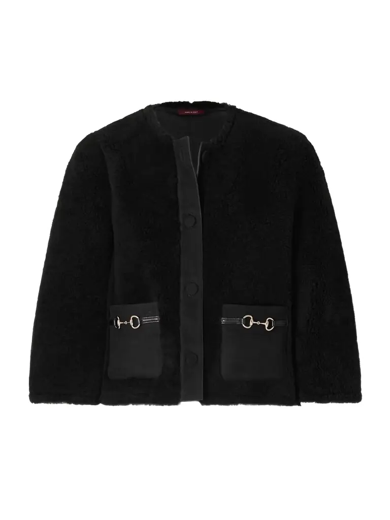 Gucci Cropped Horsebit-detailed Shearling Jacket