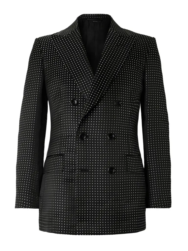 Tom Ford Double-Breasted Polka-Dot Mulberry Silk-Duchesse Satin Tuxedo Jacket - Men