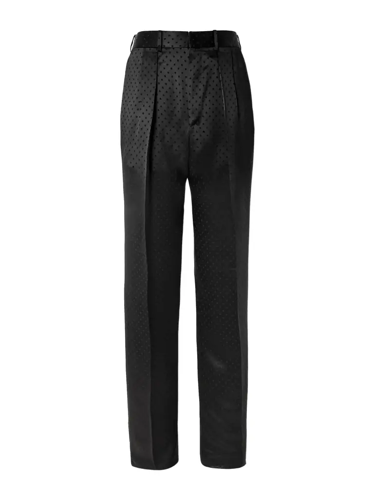 Tom Ford Straight-Leg Pleated Polka-Dot Satin Tuxedo Trousers - Men