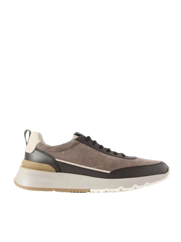 Brunello Cucinelli Leather-Trimmed Suede Sneakers - Men