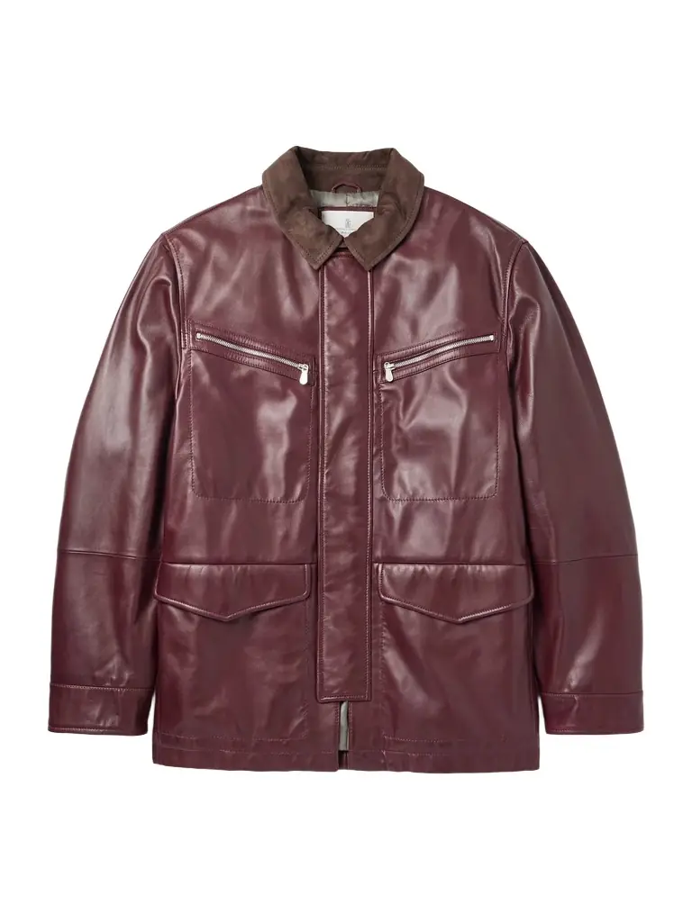 Brunello Cucinelli Padded Nubuck-Trimmed Leather Field Jacket - Men