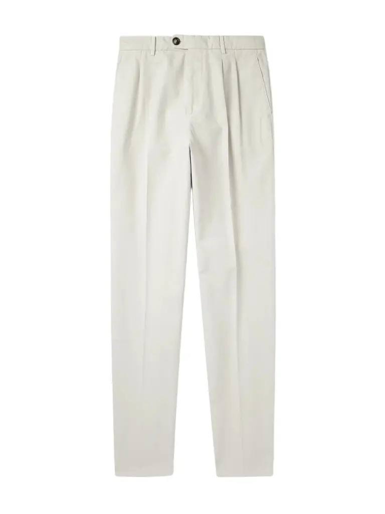Brunello Cucinelli Straight-Leg Pleated Cotton Trousers - Men