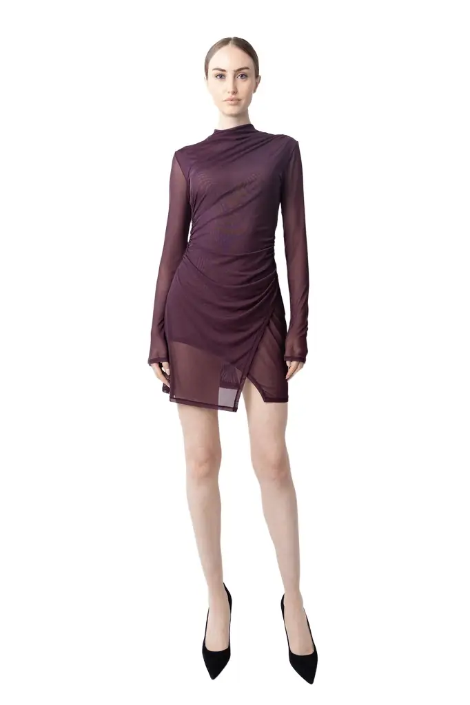 LAPOINTE Mesh Draped Mini Dress
