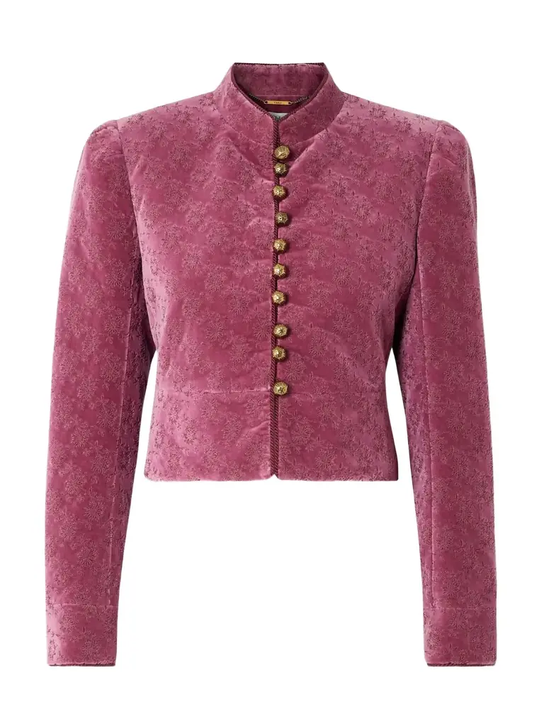 Chloé Cropped Embroidered Cotton-velvet Jacket