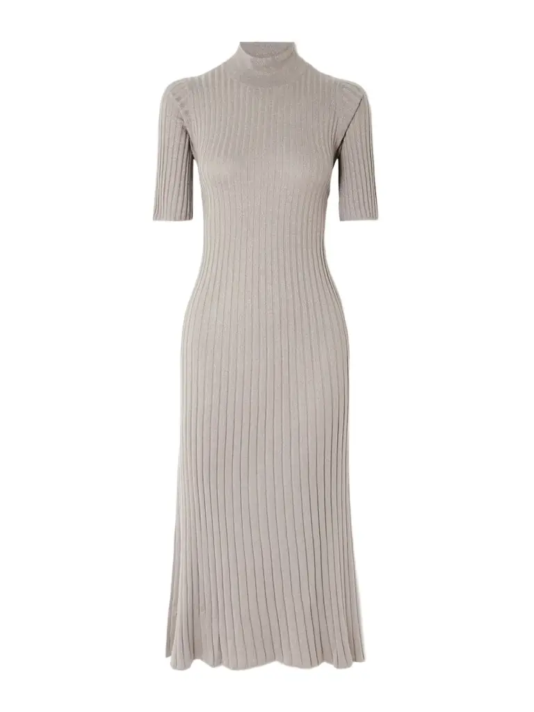 Brunello Cucinelli Ribbed Cashmere-blend Midi Dress